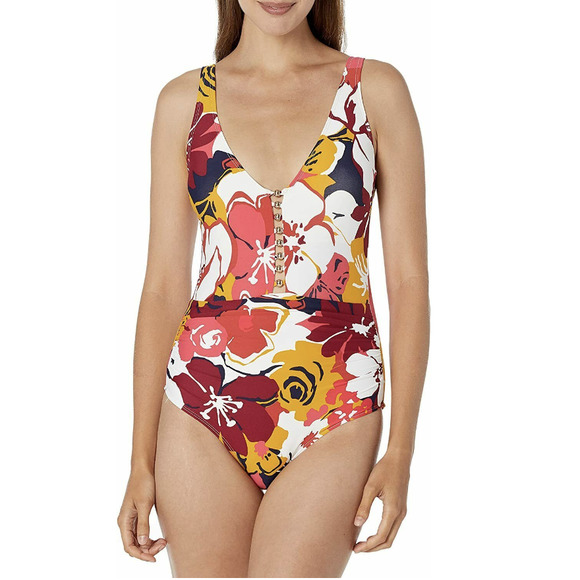 Anne Cole Signature Wallflower Plunge One-Piece - Picture 1 of 15